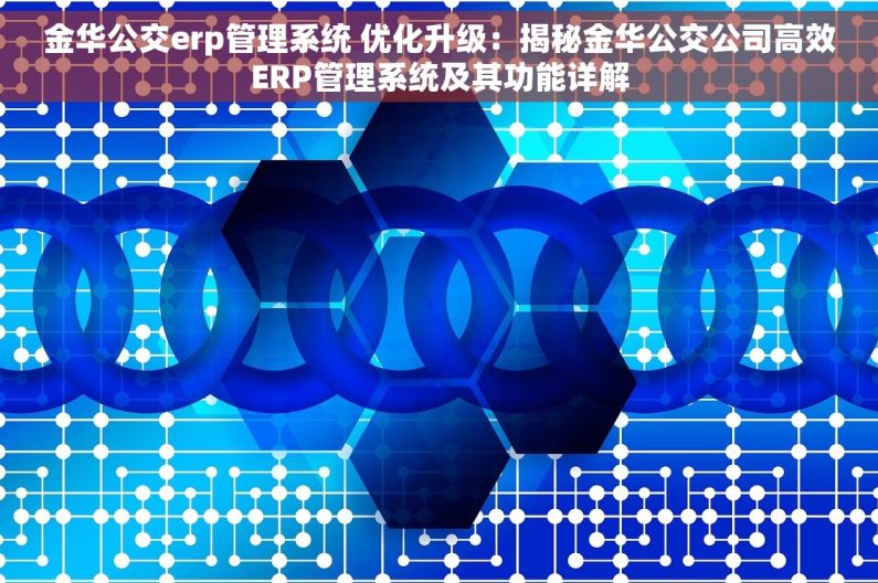 金华公交erp管理系统 优化升级：揭秘金华公交公司高效ERP管理系统及其功能详解