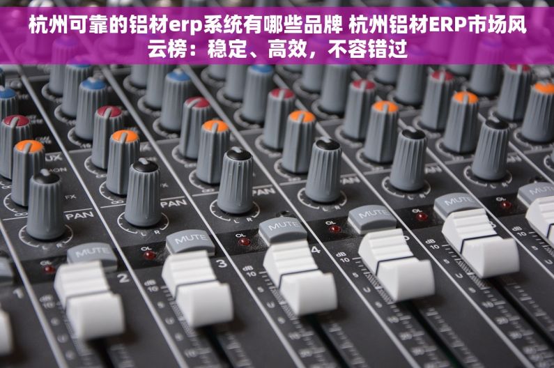 杭州可靠的铝材erp系统有哪些品牌 杭州铝材ERP市场风云榜：稳定、高效，不容错过