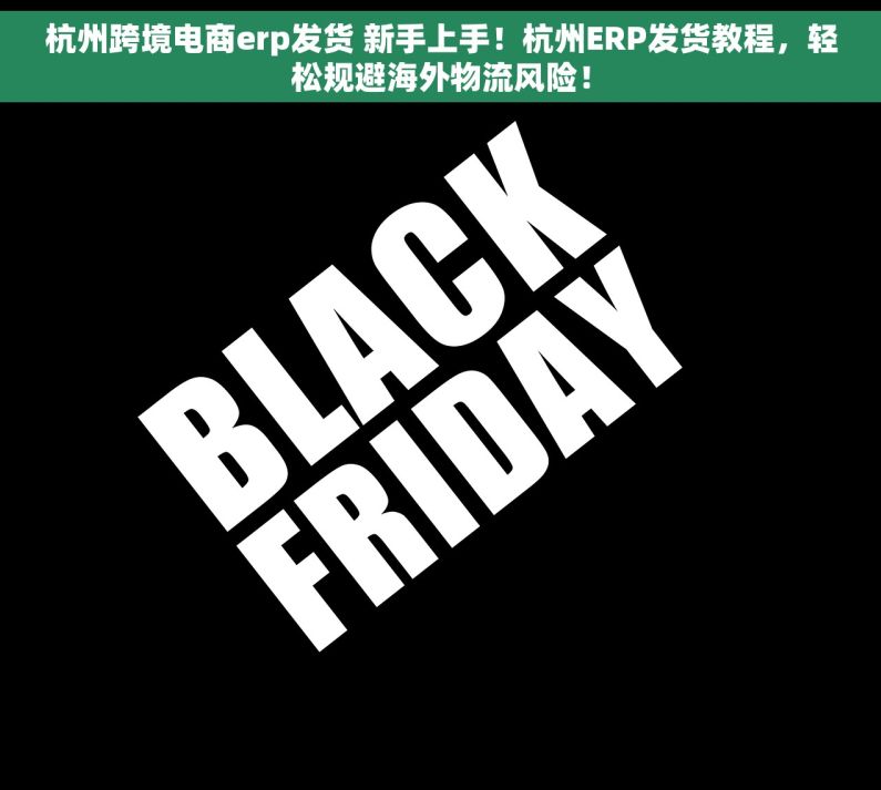 杭州跨境电商erp发货 新手上手！杭州ERP发货教程，轻松规避海外物流风险！