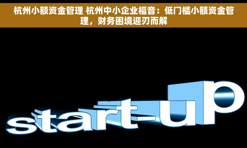 杭州小额资金管理 杭州中小企业福音：低门槛小额资金管理，财务困境迎刃而解