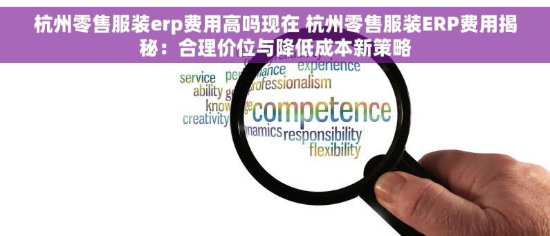 杭州零售服装erp费用高吗现在 杭州零售服装ERP费用揭秘：合理价位与降低成本新策略