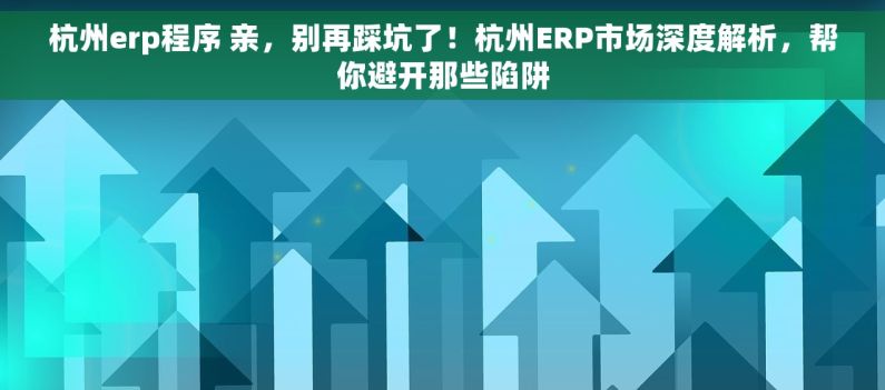 杭州erp程序 亲，别再踩坑了！杭州ERP市场深度解析，帮你避开那些陷阱