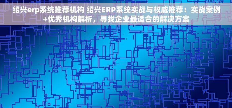 绍兴erp系统推荐机构 绍兴ERP系统实战与权威推荐：实战案例+优秀机构解析，寻找企业最适合的解决方案