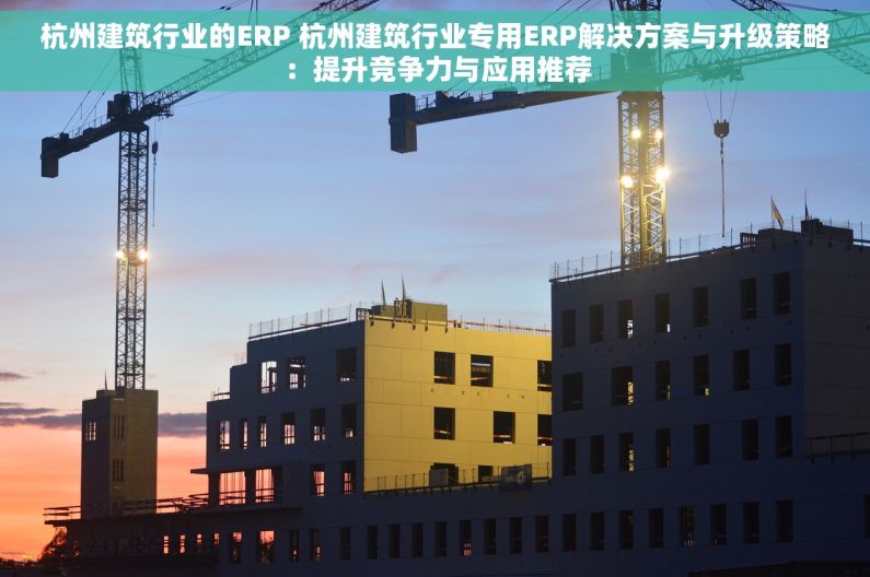 杭州建筑行业的ERP 杭州建筑行业专用ERP解决方案与升级策略：提升竞争力与应用推荐