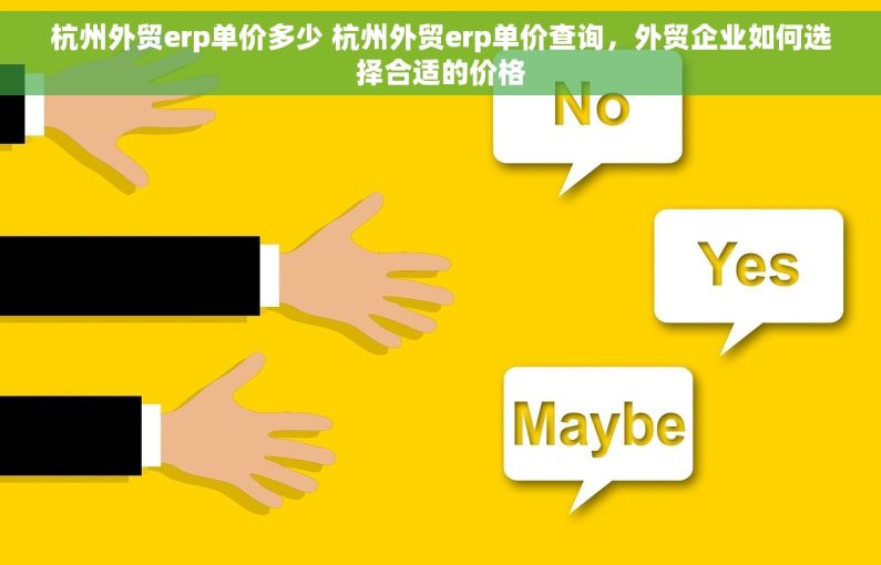 杭州外贸erp单价多少 杭州外贸erp单价查询，外贸企业如何选择合适的价格