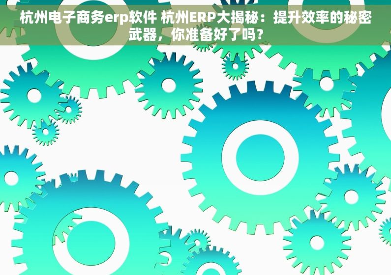 杭州电子商务erp软件 杭州ERP大揭秘：提升效率的秘密武器，你准备好了吗？