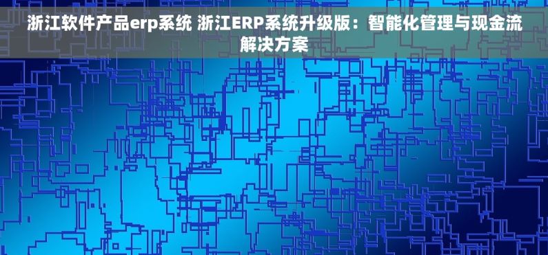 浙江软件产品erp系统 浙江ERP系统升级版：智能化管理与现金流解决方案