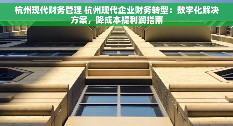 杭州现代财务管理 杭州现代企业财务转型：数字化解决方案，降成本提利润指南