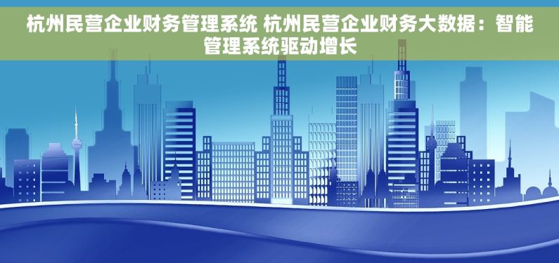 杭州民营企业财务管理系统 杭州民营企业财务大数据：智能管理系统驱动增长