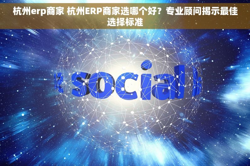 杭州erp商家 杭州ERP商家选哪个好？专业顾问揭示最佳选择标准