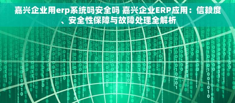 嘉兴企业用erp系统吗安全吗 嘉兴企业ERP应用：信赖度、安全性保障与故障处理全解析