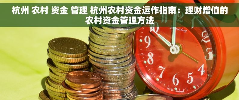 杭州 农村 资金 管理 杭州农村资金运作指南：理财增值的农村资金管理方法