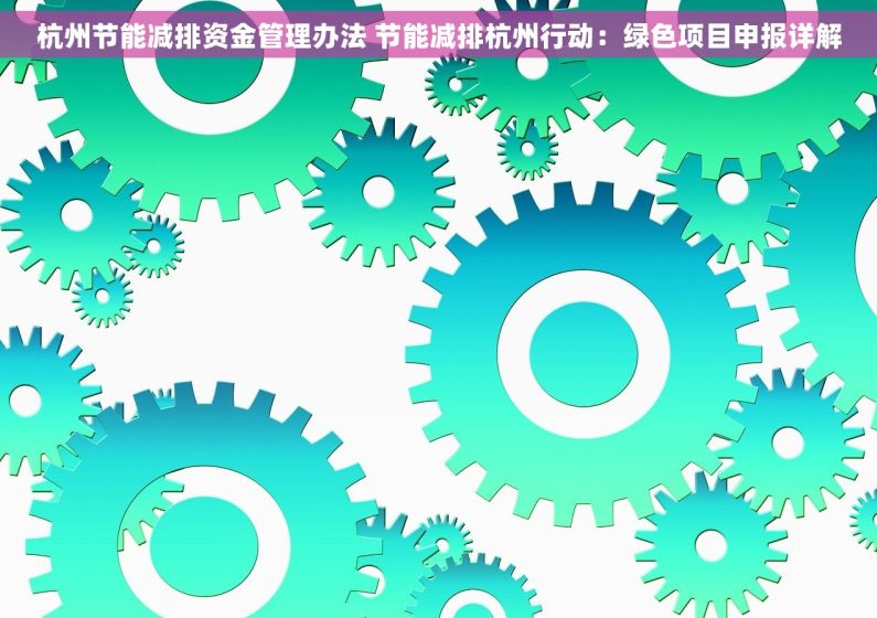 杭州节能减排资金管理办法 节能减排杭州行动：绿色项目申报详解