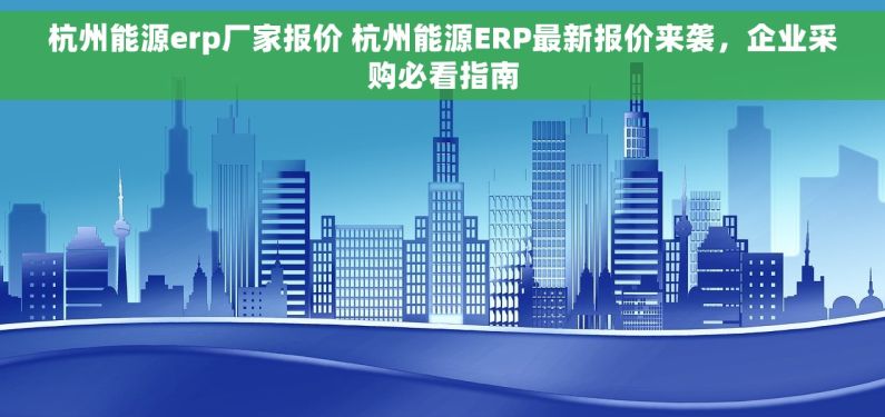 杭州能源erp厂家报价 杭州能源ERP最新报价来袭，企业采购必看指南