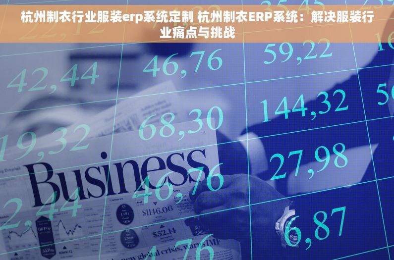 杭州制衣行业服装erp系统定制 杭州制衣ERP系统：解决服装行业痛点与挑战