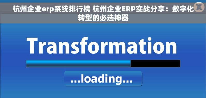 杭州企业erp系统排行榜 杭州企业ERP实战分享：数字化转型的必选神器