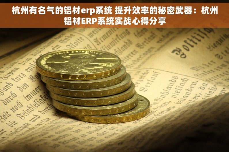 杭州有名气的铝材erp系统 提升效率的秘密武器：杭州铝材ERP系统实战心得分享