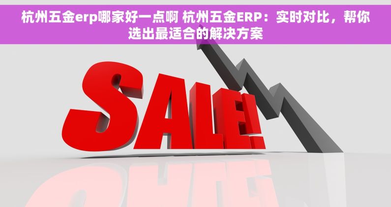 杭州五金erp哪家好一点啊 杭州五金ERP：实时对比，帮你选出最适合的解决方案