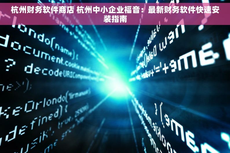 杭州财务软件商店 杭州中小企业福音：最新财务软件快速安装指南