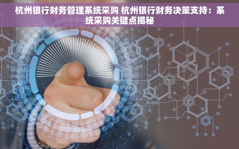 杭州银行财务管理系统采购 杭州银行财务决策支持：系统采购关键点揭秘