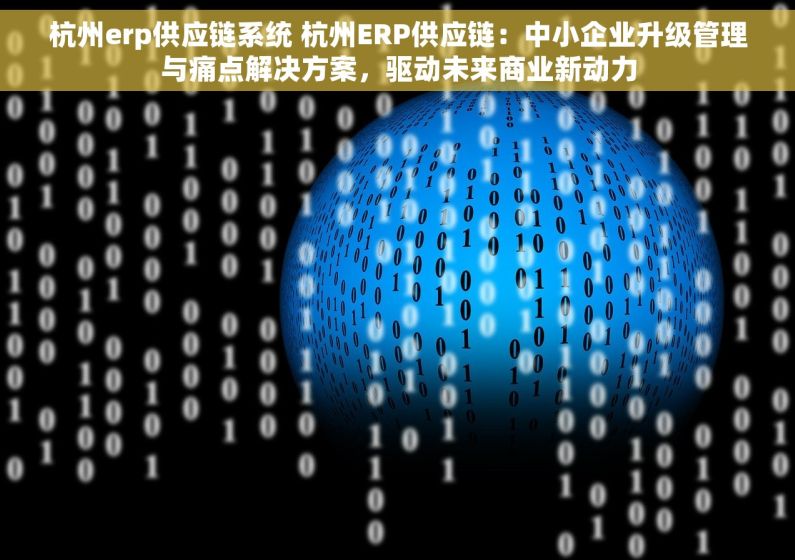 杭州erp供应链系统 杭州ERP供应链：中小企业升级管理与痛点解决方案，驱动未来商业新动力