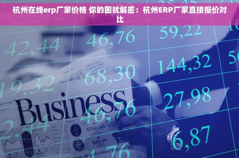 杭州在线erp厂家价格 你的困扰解密：杭州ERP厂家直接报价对比