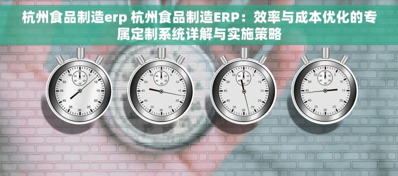 杭州食品制造erp 杭州食品制造ERP：效率与成本优化的专属定制系统详解与实施策略