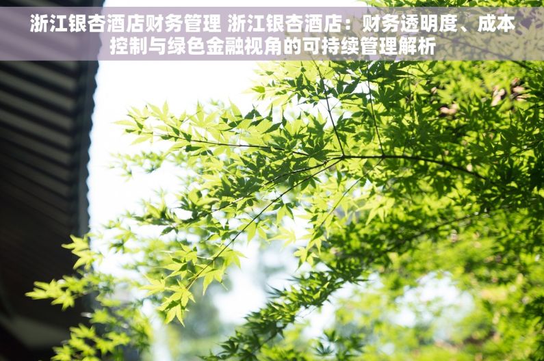 浙江银杏酒店财务管理 浙江银杏酒店：财务透明度、成本控制与绿色金融视角的可持续管理解析