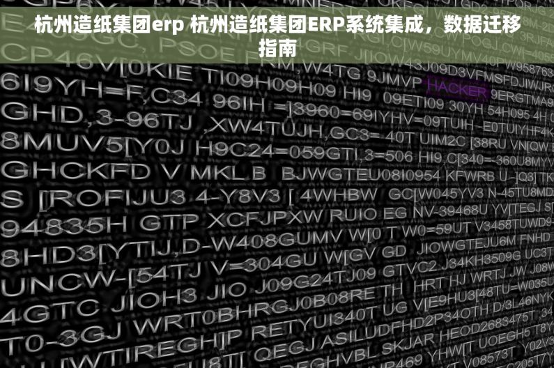杭州造纸集团erp 杭州造纸集团ERP系统集成，数据迁移指南