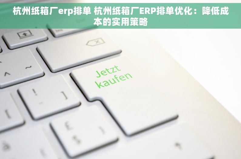 杭州纸箱厂erp排单 杭州纸箱厂ERP排单优化：降低成本的实用策略