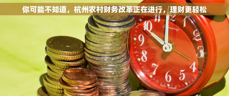 你可能不知道，杭州农村财务改革正在进行，理财更轻松