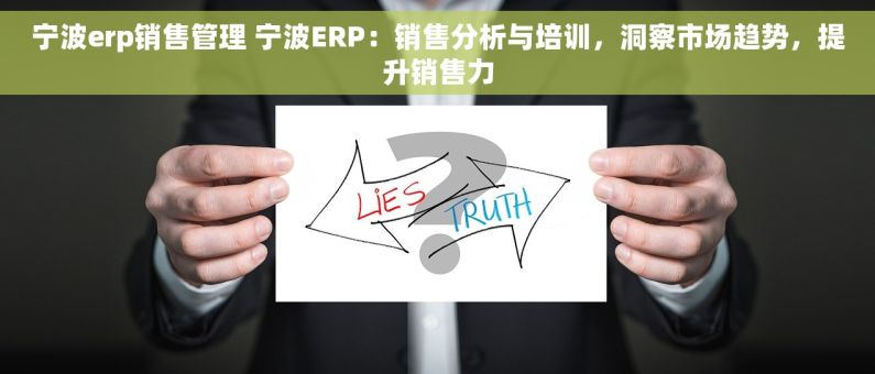 宁波erp销售管理 宁波ERP：销售分析与培训，洞察市场趋势，提升销售力