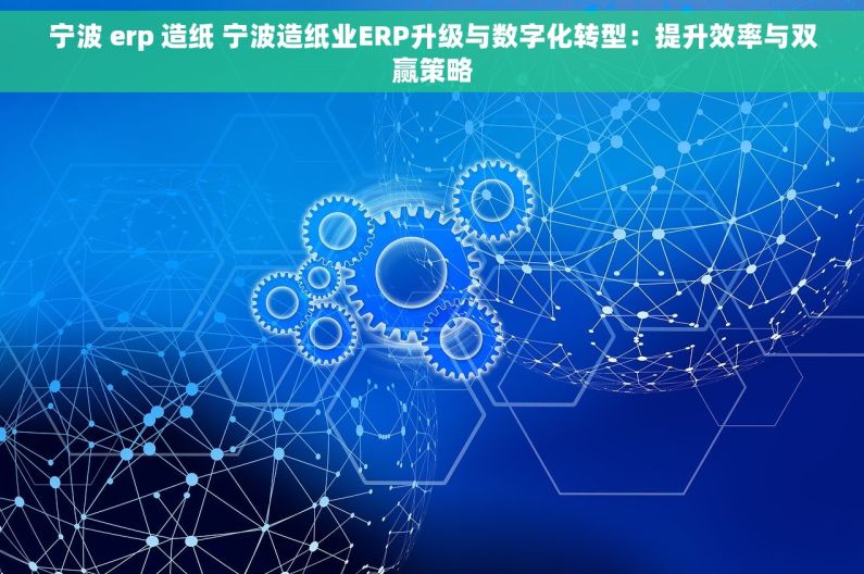 宁波 erp 造纸 宁波造纸业ERP升级与数字化转型：提升效率与双赢策略