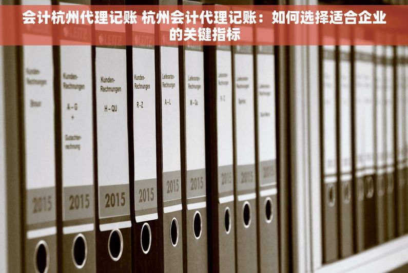 会计杭州代理记账 杭州会计代理记账：如何选择适合企业的关键指标
