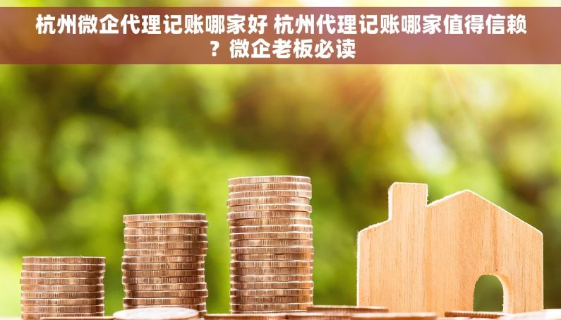 杭州微企代理记账哪家好 杭州代理记账哪家值得信赖？微企老板必读