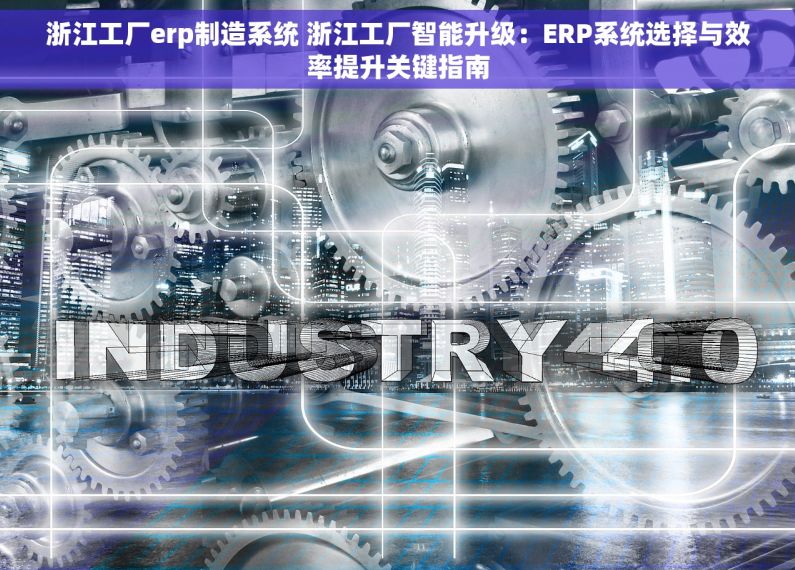 浙江工厂erp制造系统 浙江工厂智能升级：ERP系统选择与效率提升关键指南