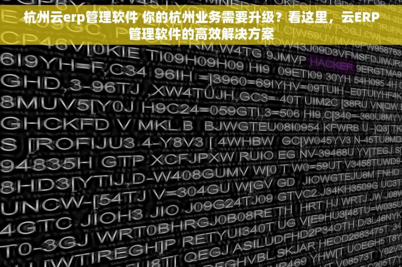 杭州云erp管理软件 你的杭州业务需要升级？看这里，云ERP管理软件的高效解决方案