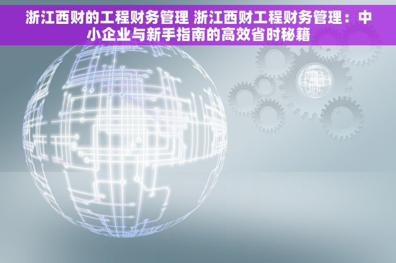 浙江西财的工程财务管理 浙江西财工程财务管理：中小企业与新手指南的高效省时秘籍
