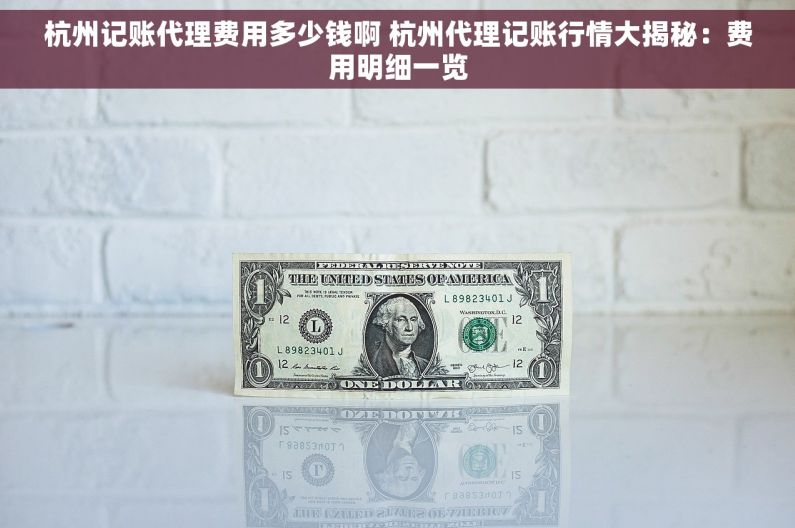 杭州记账代理费用多少钱啊 杭州代理记账行情大揭秘：费用明细一览