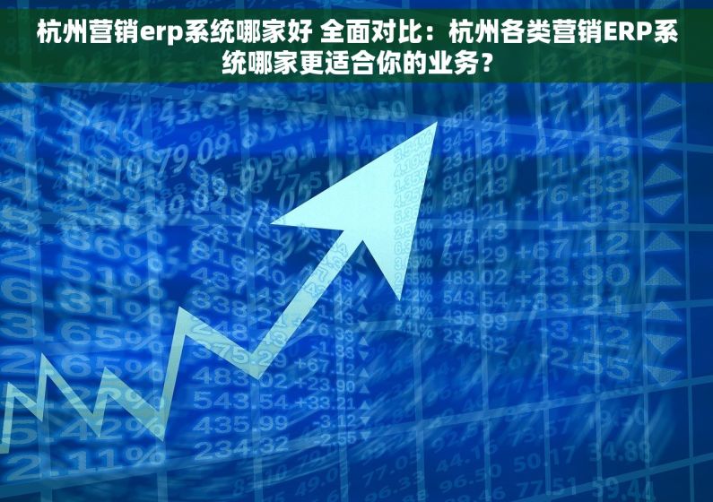 杭州营销erp系统哪家好 全面对比：杭州各类营销ERP系统哪家更适合你的业务？