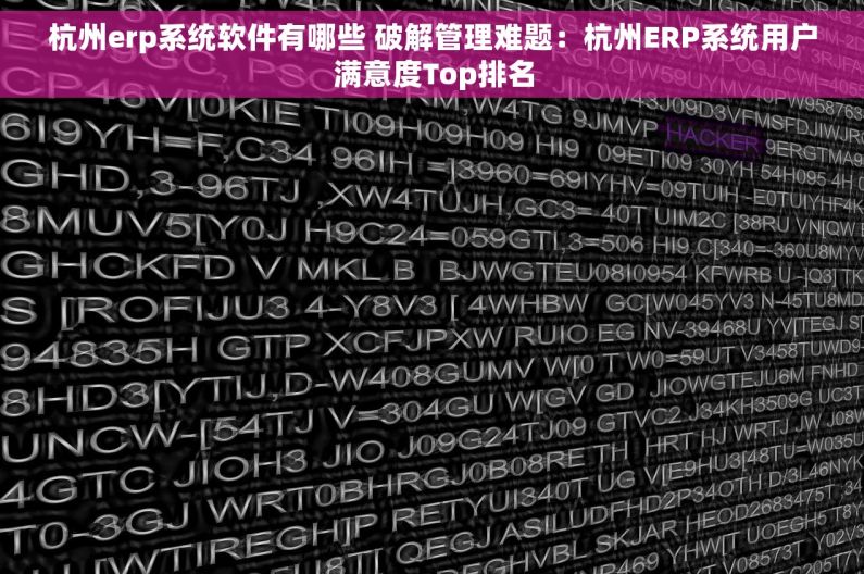 杭州erp系统软件有哪些 破解管理难题：杭州ERP系统用户满意度Top排名