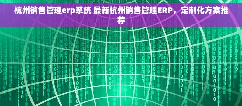 杭州销售管理erp系统 最新杭州销售管理ERP，定制化方案推荐