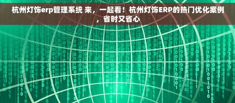 杭州灯饰erp管理系统 来，一起看！杭州灯饰ERP的热门优化案例，省时又省心