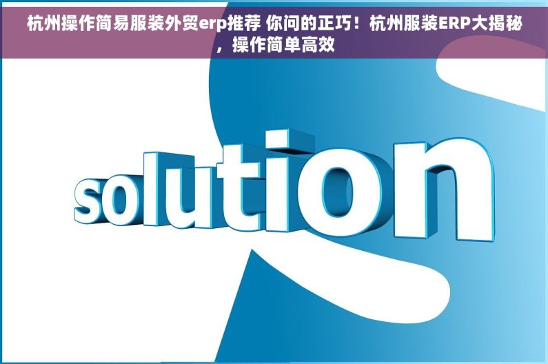 杭州操作简易服装外贸erp推荐 你问的正巧！杭州服装ERP大揭秘，操作简单高效