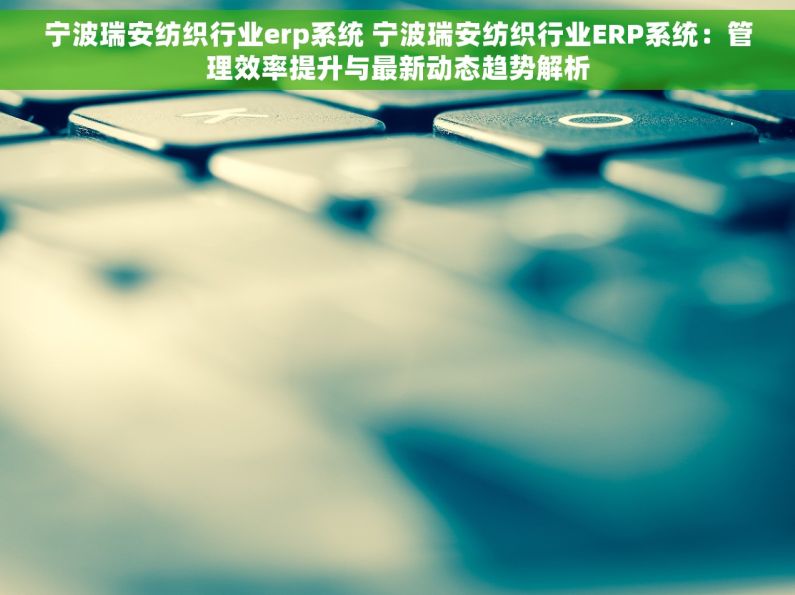 宁波瑞安纺织行业erp系统 宁波瑞安纺织行业ERP系统：管理效率提升与最新动态趋势解析