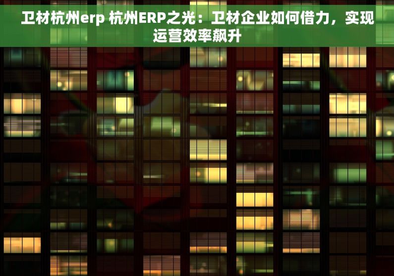 卫材杭州erp 杭州ERP之光：卫材企业如何借力，实现运营效率飙升
