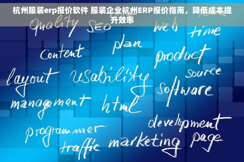 杭州服装erp报价软件 服装企业杭州ERP报价指南，降低成本提升效率