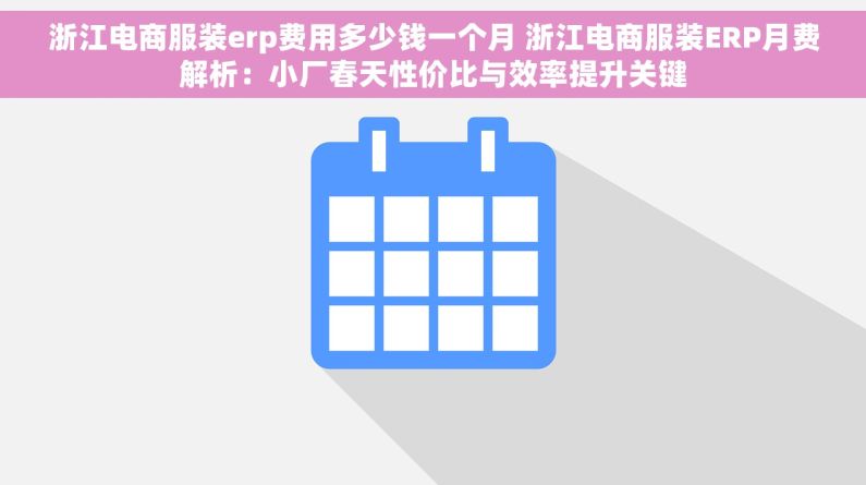 浙江电商服装erp费用多少钱一个月 浙江电商服装ERP月费解析：小厂春天性价比与效率提升关键