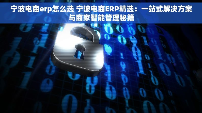 宁波电商erp怎么选 宁波电商ERP精选：一站式解决方案与商家智能管理秘籍