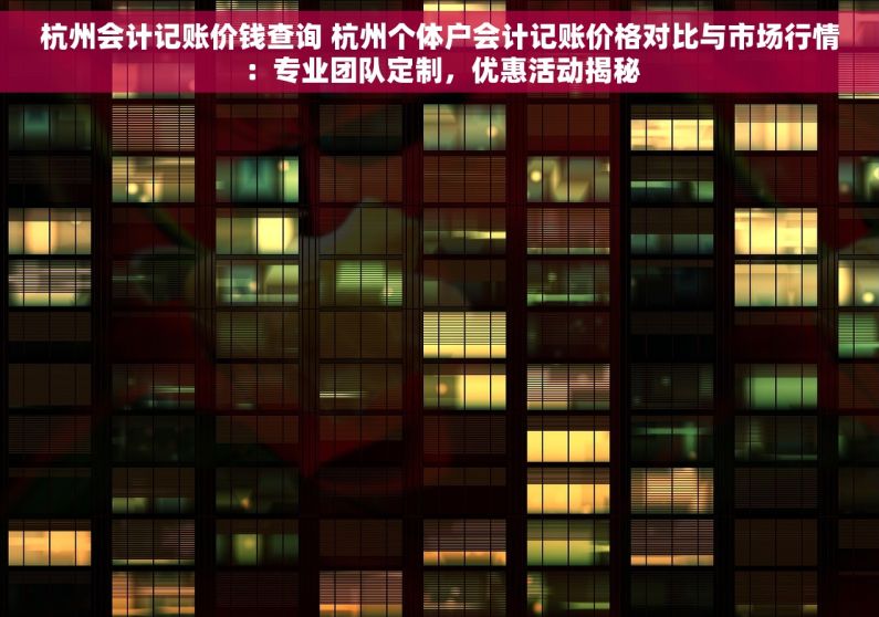 杭州会计记账价钱查询 杭州个体户会计记账价格对比与市场行情：专业团队定制，优惠活动揭秘